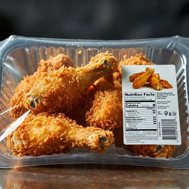 A tray of breaded chicken drumsticks in a sealed retail pack